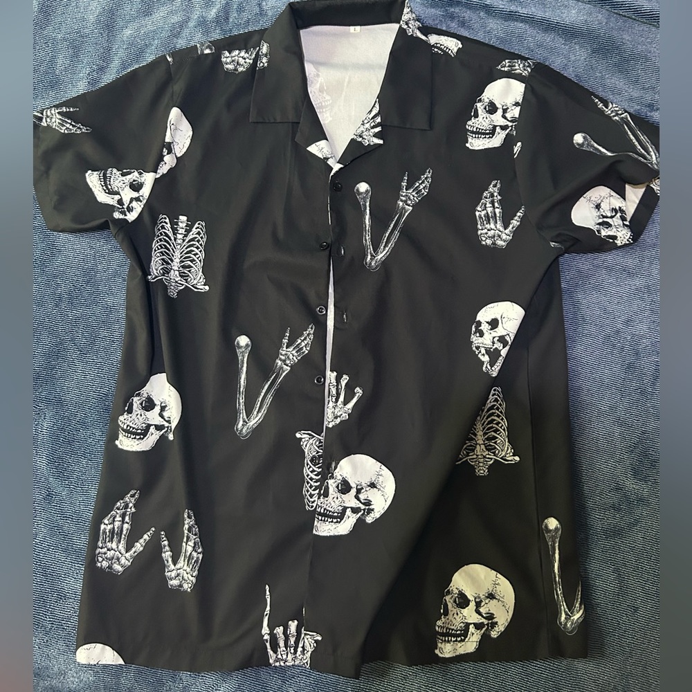 Skeleton Button Up T-Shirt